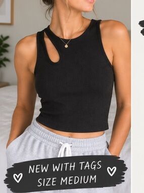 American Eagle Outfitters Black Ribbed Crop Top